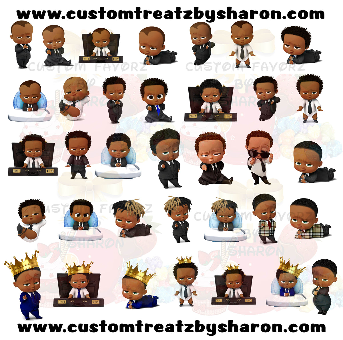 African American Boss Baby Boy Clipart - Instant Digital Delivery, image size:1200x1189