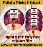 A LITTLE CHAMP CHARGER AND PARTY PLATE INSERTS Custom Favorz by Sharon
