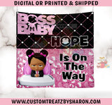 AFRICAN AMERICAN BOSS BABY GIRL BACKDROP Custom Favorz by Sharon