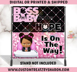 AFRICAN AMERICAN BOSS BABY GIRL BACKDROP Custom Favorz by Sharon