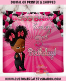 AFRICAN AMERICAN BOSS BABY GIRL BACKDROP Custom Favorz by Sharon