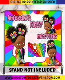 AFRICAN AMERICAN BOSS BABY GIRL RAINBOW PAINT BACKDROP Custom Favorz by Sharon