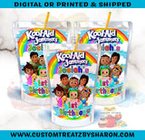 AFRICAN AMERICAN COCOMELON CAPRISUN OR KOOL- AID JAMMERS )BLUE) Custom Favorz by Sharon