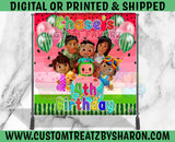 AFRICAN AMERICAN COCOMELON WATERMELON BACKDROP Custom Favorz by Sharon