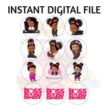 African American Boss Baby Girl Cupcake Toppers - Instant Download Custom Favorz by Sharon