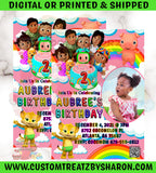 African American Cocomelon 4X6 or 5X7 Printable Invite (PINK) Custom Favorz by Sharon