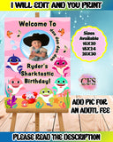 PINK BABY SHARK WELCOME SIGN - DIGITAL ONLY