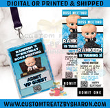 Boss Baby Boy VIP Pass & Ticket Invitation Custom Favorz by Sharon