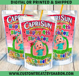 COCOMELON WATERMELON CAPRISUN OR KOOL- AID JAMMERS Custom Favorz by Sharon