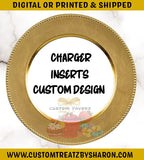 CUSTOM DESIGNED CHARGER PLATE INSERTS Custom Favorz by Sharon