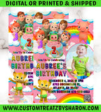 Cocomelon 4X6 or 5X7 Printable Invite Custom Favorz by Sharon