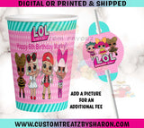 LOL DOLLS PARTY CUP & STRAW TAG Custom Favorz by Sharon