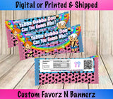 Pebbles N Bamm Gender Reveal Skittles Rainbow Candy Labels Custom Favorz by Sharon