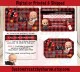 Red Boss Baby Boy Baby Shower Credit Card Invites Custom Favorz by Sharon