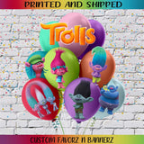 TROLLS BALLOON STICKERS (6) Custom Favorz by Sharon